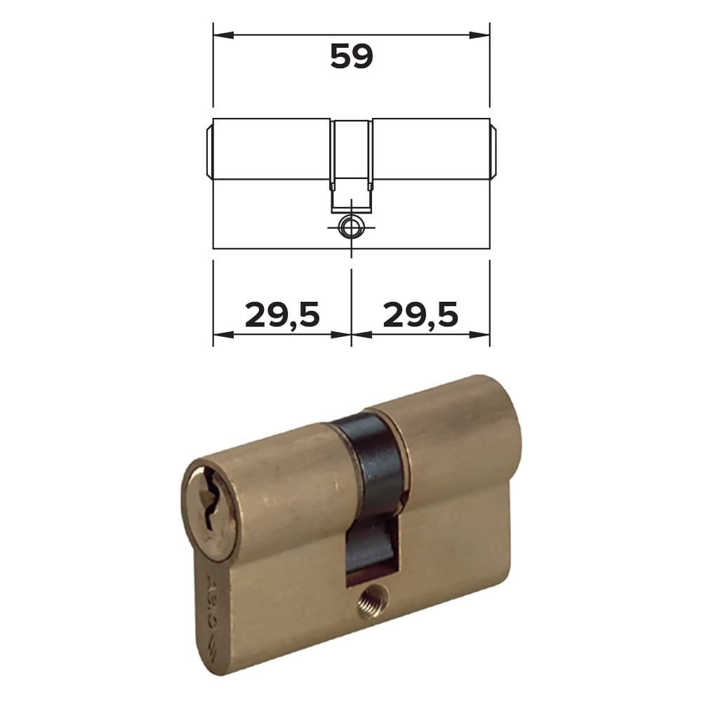 Cilindro Sagomato da Infilare +10+24,5 = 59 (29,5+29,5) Cisa 08010 24,5 mm