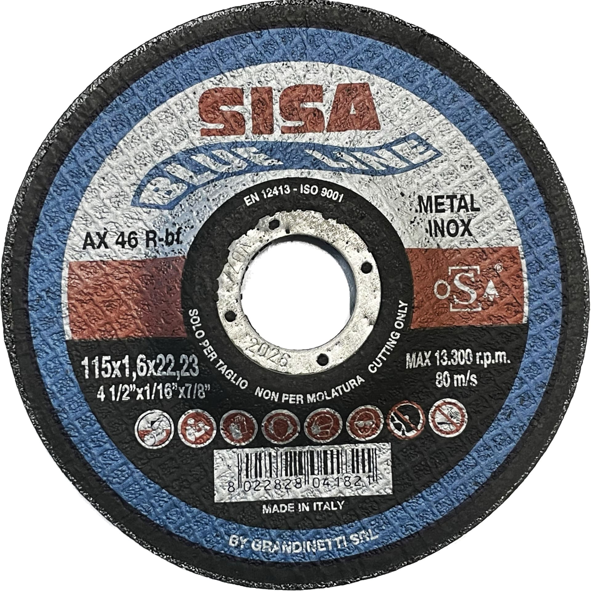 Disco Abrasivo Centro Depresso per Inox Ø Mm 115 x 1 0X22 25 Pezzi Sisa - 2