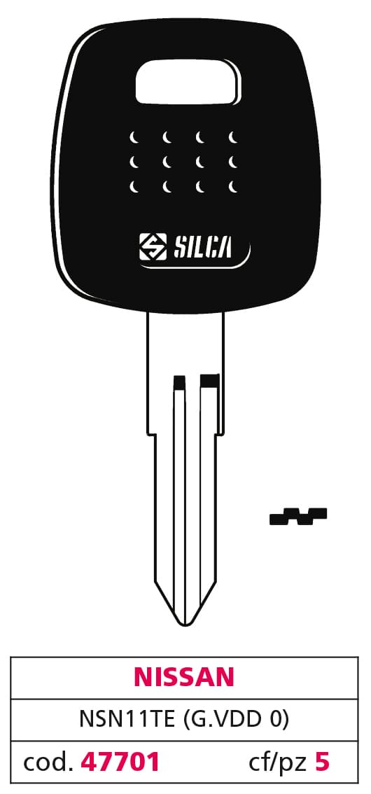 Chiave per Auto NSN11TE (g. Vdd 0) Nissan 5 Pezzi Silca - 2