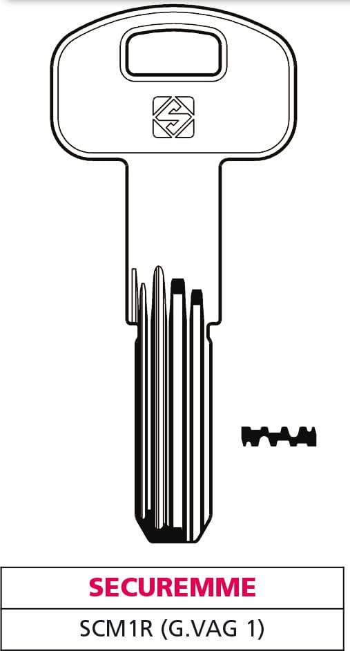 Chiave Punzonata Ottone SCM1R (g. Vag 1) Securemme 10 Pezzi Silca