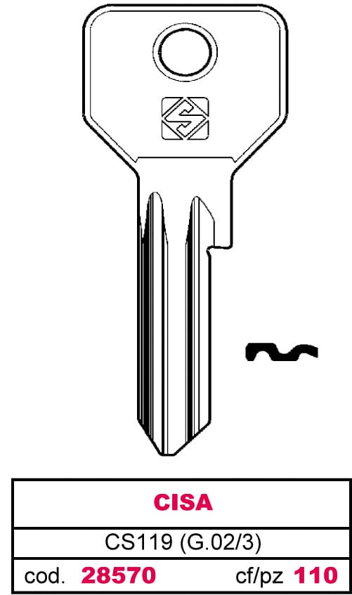Chiave Ottone CS119 (g.vac 3) Cisa 10 Pezzi Silca - 2
