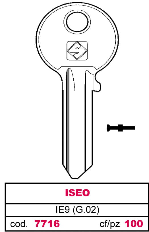 Chiave Asc IE9 (g.vac 0) Iseo 20 Pezzi Silca - 2