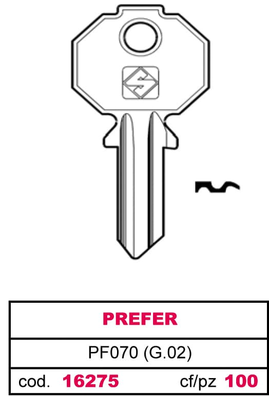Chiave Asc PF070 (g.vac 0) Prefer 20 Pezzi Silca - 2