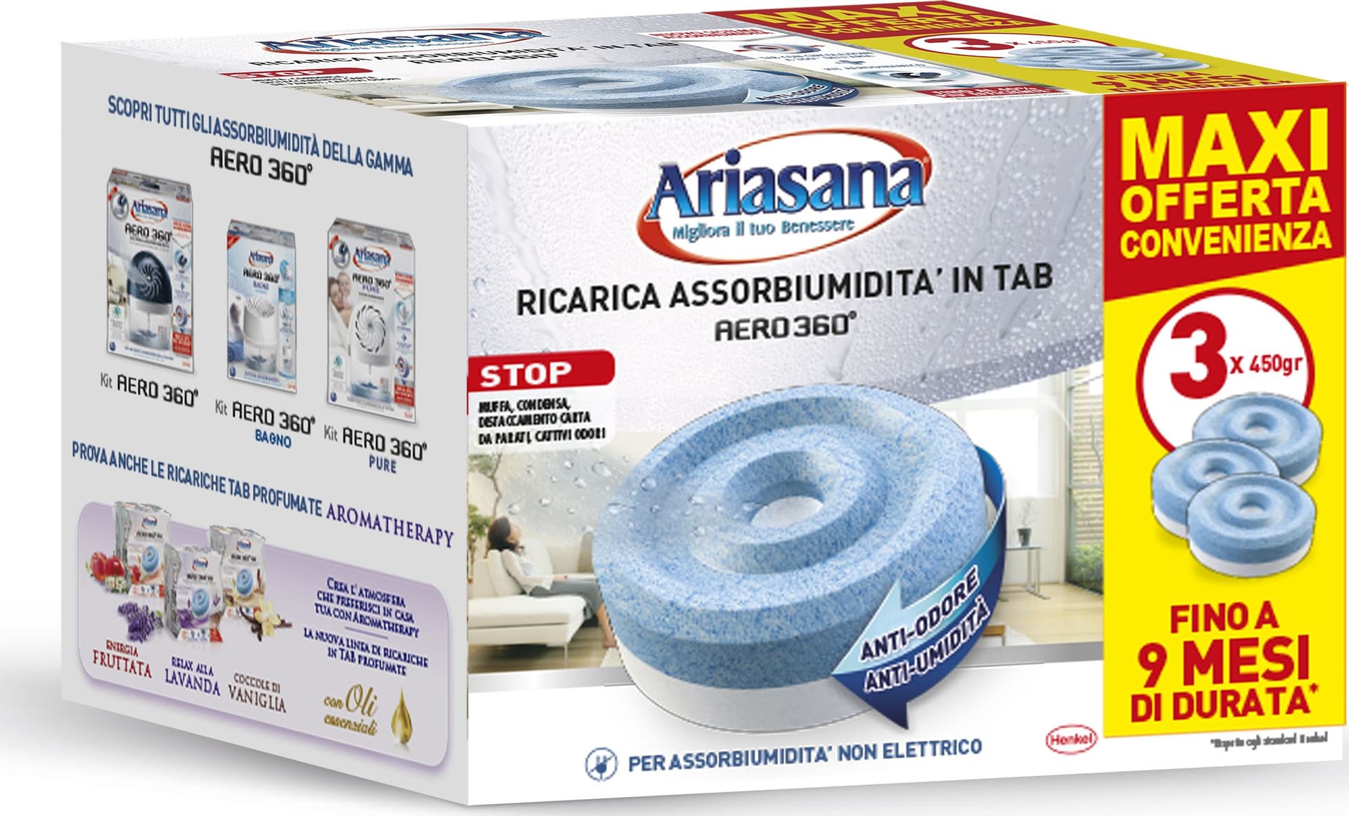 Ricarica Ariasana Aero 360 ° Pz. 3. x 450 Gr Inodore 8 Confezioni Henkel - 2
