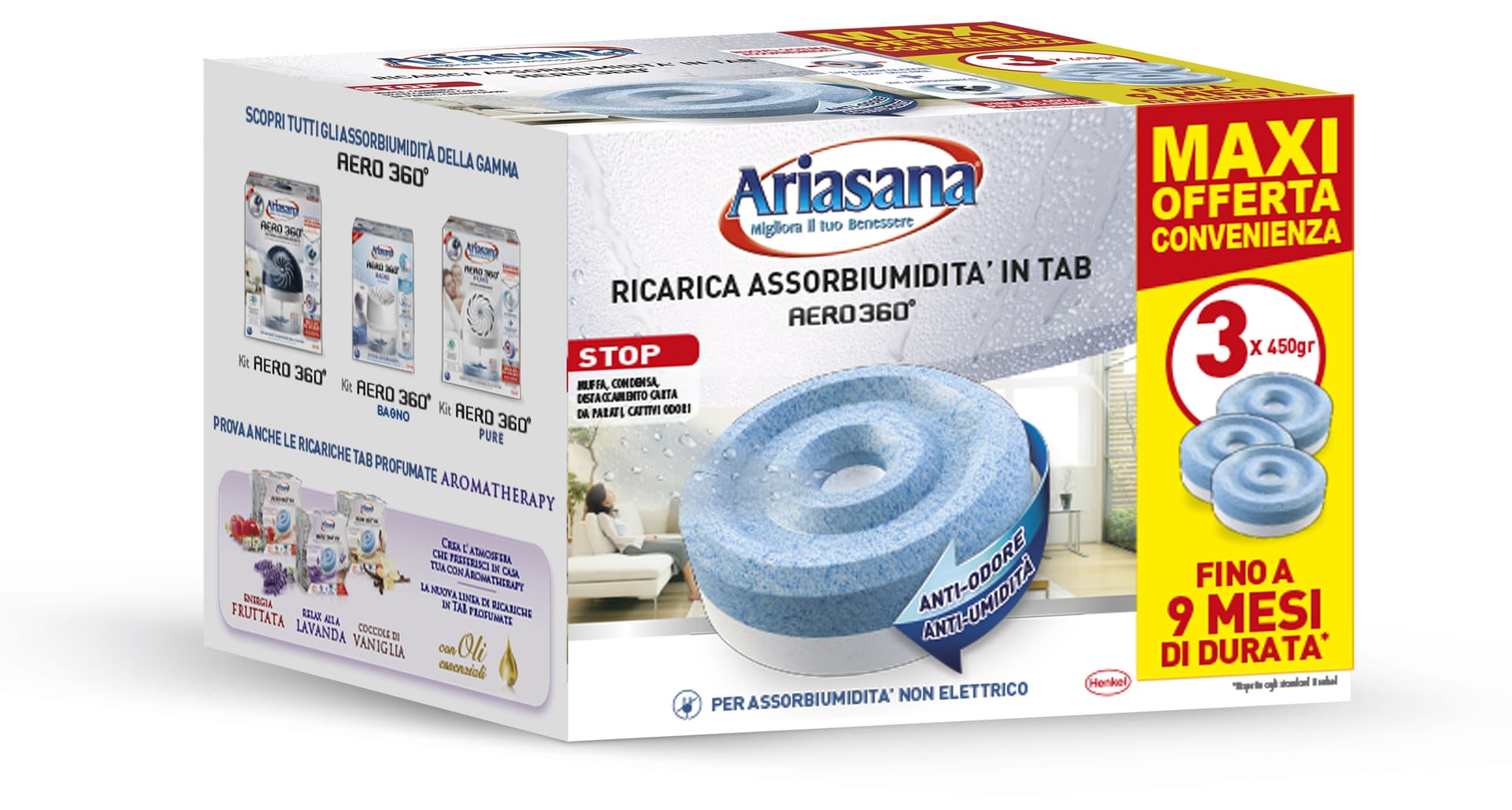 Ricarica Ariasana Aero 360 ° Pz. 3. x 450 Gr Inodore 8.00 Confezioni Henkel - 2