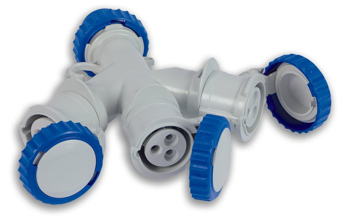 Adattatore Industriale Cee Triplo IP67 2P+T Spina 3 Prese Cee Fanton - 2