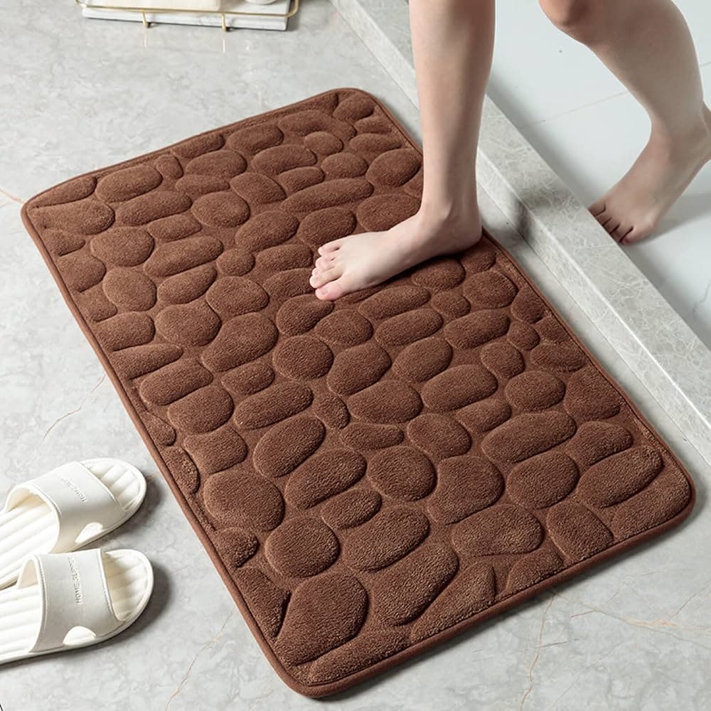 Tappeto Antiscivolo Bagno Ciottoli 40 x 60 cm Spire Marrone - 2