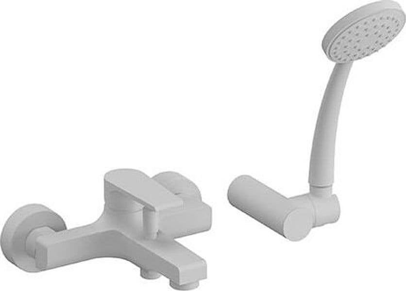 Monocomando Vasca Esterno con Accessori Linea Artic Maria Bianco Opaco