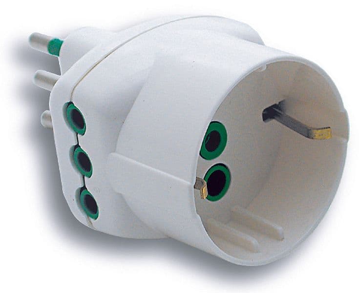 Adattatore Triplo 2P+T Spina 10A 2 Prese 10A+SCHUKO 5 Pezzi Fanton - 2