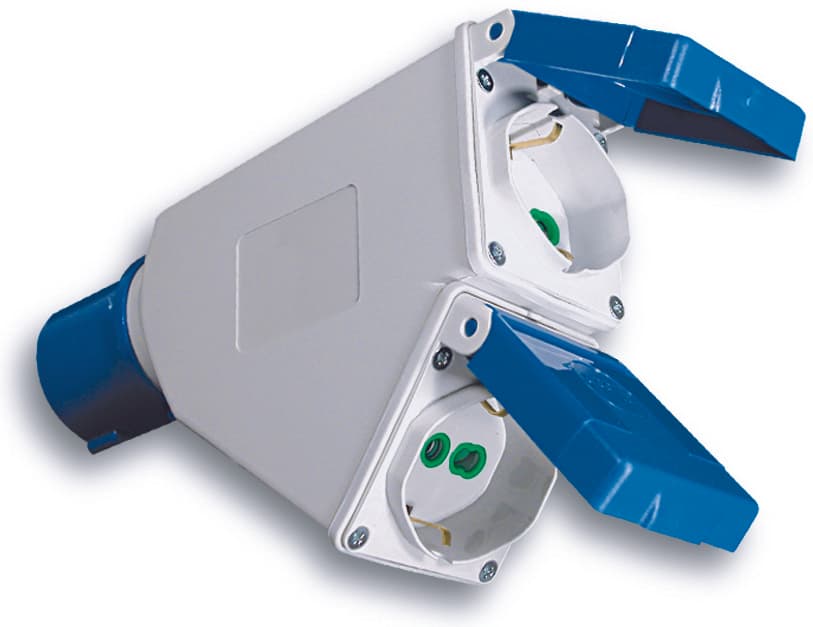 Adattatore Industriale Cee 2P+T Spina 2 Prese Schuko Fanton - 2