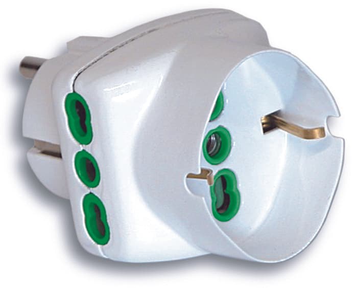 Adattatore Triplo 2P+T Spina Schuko 2 Prese 10 16A+SCHUKO 5 Pezzi Fanton - 2