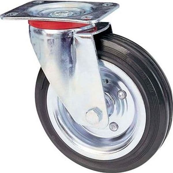 Ruota a Forcella Girevole 80 Avo a Zincr Gomma Nera D.mm 125X37 P.mm 100X85 - 2