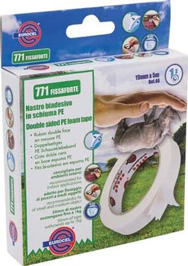 Nastro Biadesivo 771 Fissaforte Eurocel 5 ml 19 mm 12 Pezzi - 2