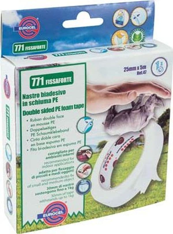 Nastro Biadesivo 771 Fissaforte Eurocel 1,5 ml 25 mm 12 Pezzi - 2