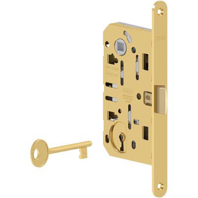 Serratura Patent B.tondo Ottonato Mediana Agb I.mm 90 F.mm 18 E.mm 50 - 2