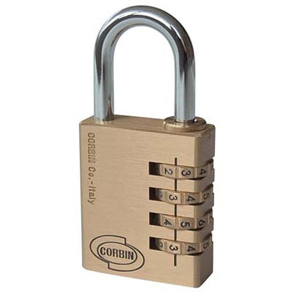 Lucchetto a Combinazione Yale Corbin Ottone Arco Cromato Mm 40 - 2