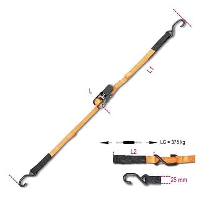 Cinghia a Trazione 2 Ganci con Asole con Cric 8188CG 400 kg H 25 mm 2 Pezzi - 2