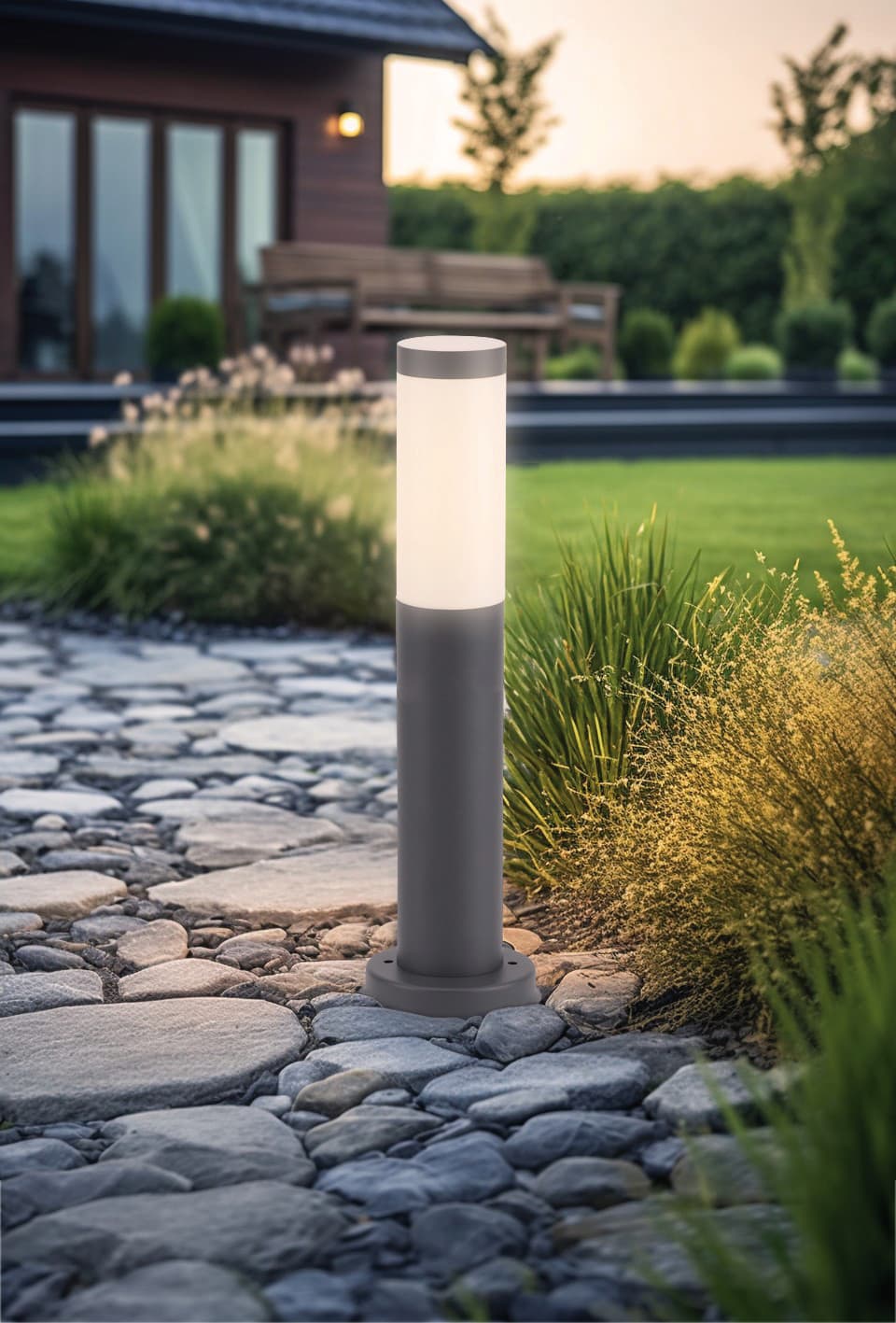 Paletto da Giardino a LED Bamboo Mm 450 H E27 IP54 Colore Antracite Century - 2