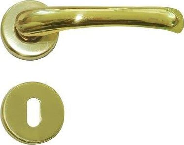 Maniglia Rio Rosetta Foro Patent Ottone Lucido Q8 2 Pezzi - 2