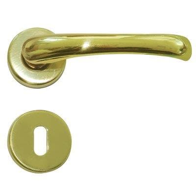 Maniglia Rio Rosetta Foro Patent Ottone Lucido Q8 2 Pezzi - 2