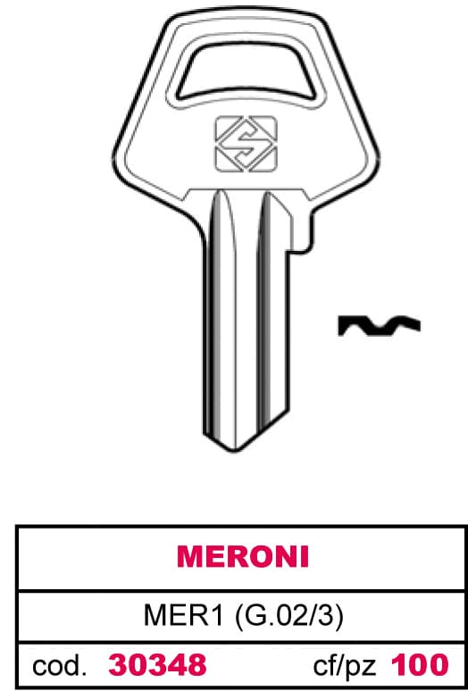 Chiave Ottone MER1 (g.vac 3) Meroni 100 Pezzi Silca - 2