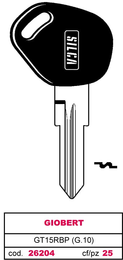 Chiave per Auto Asc GT15RBP (g.vak 0) Giobert 5 Pezzi Silca - 2