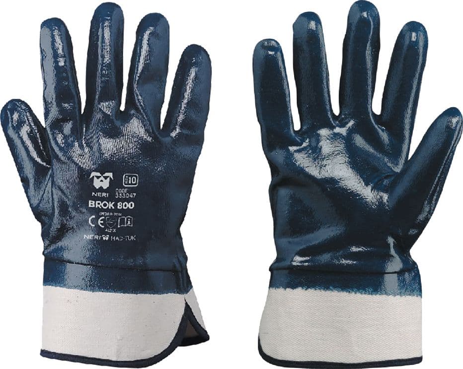 Guanti Nbr Manichetta Tela Tg. 10 (xl) 12 Coppia Neri Brok 800 in PVC