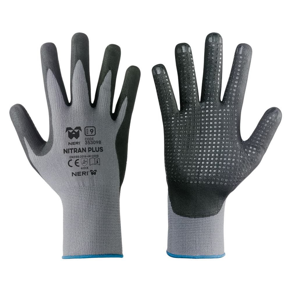 Guanti Neri Nitran Plus Nylon Nitrile TG.10 12 Coppia - 2