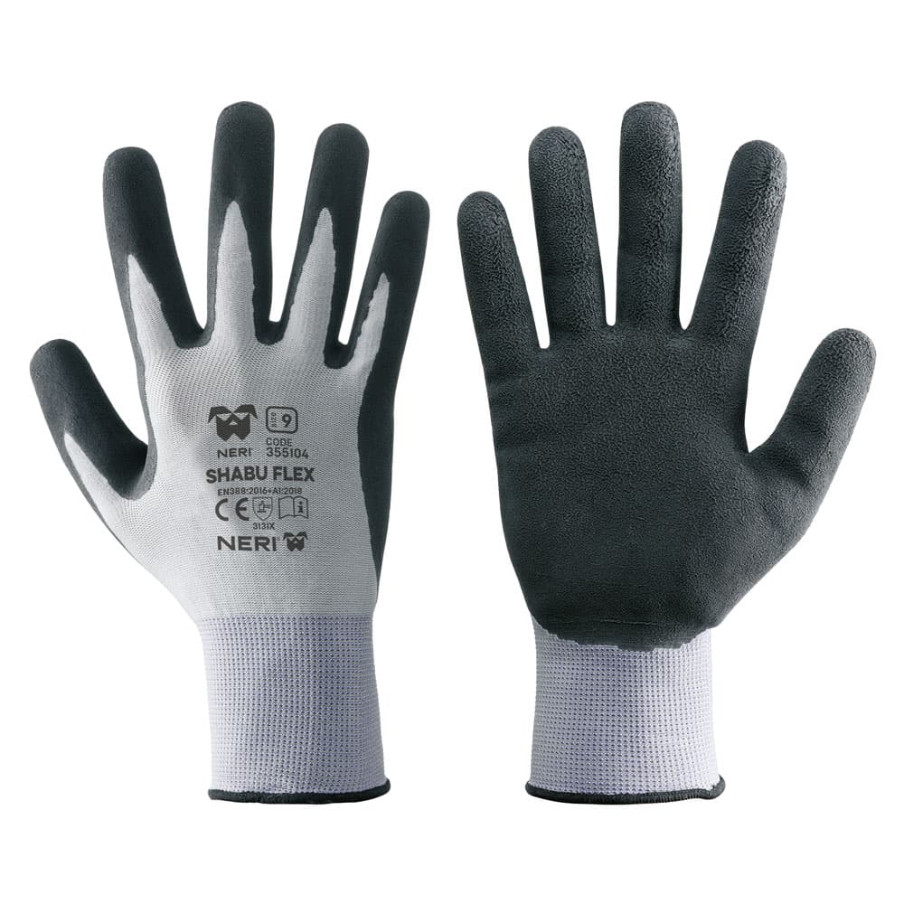Guanti Neri Shabu Flex Nylon Lattice Tg. 9 12 Coppia - 2
