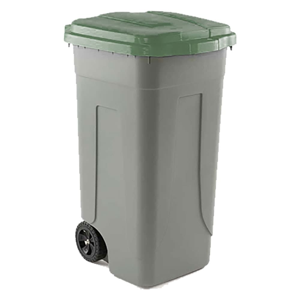 Bidone Immondizia Carrellato Mobil Plastic Ottanta Grigio Coperchio 80 Lt