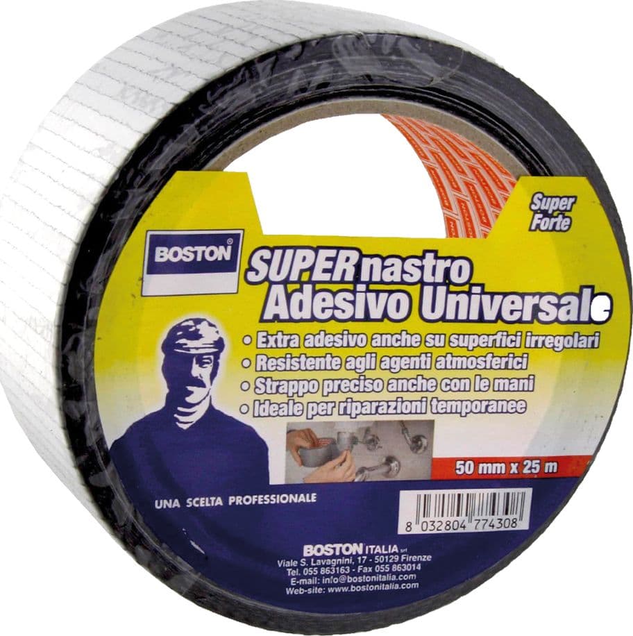 NASTRO TELATO UNIVERSALE mm. 50 x 5 mt - argento- 12 pezzi  - BOSTON - 2