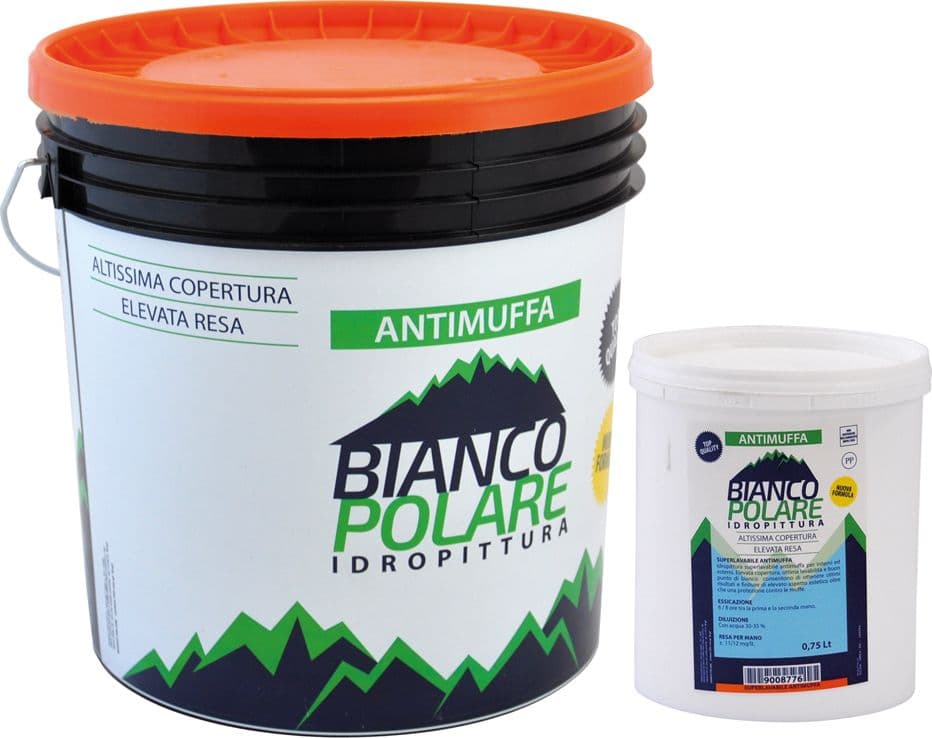 IDROPITTURA SUPERLAVABILE ANTIMUFFA Lt. 0,750- 6 pezzi  - BIANCO POLARE - 2