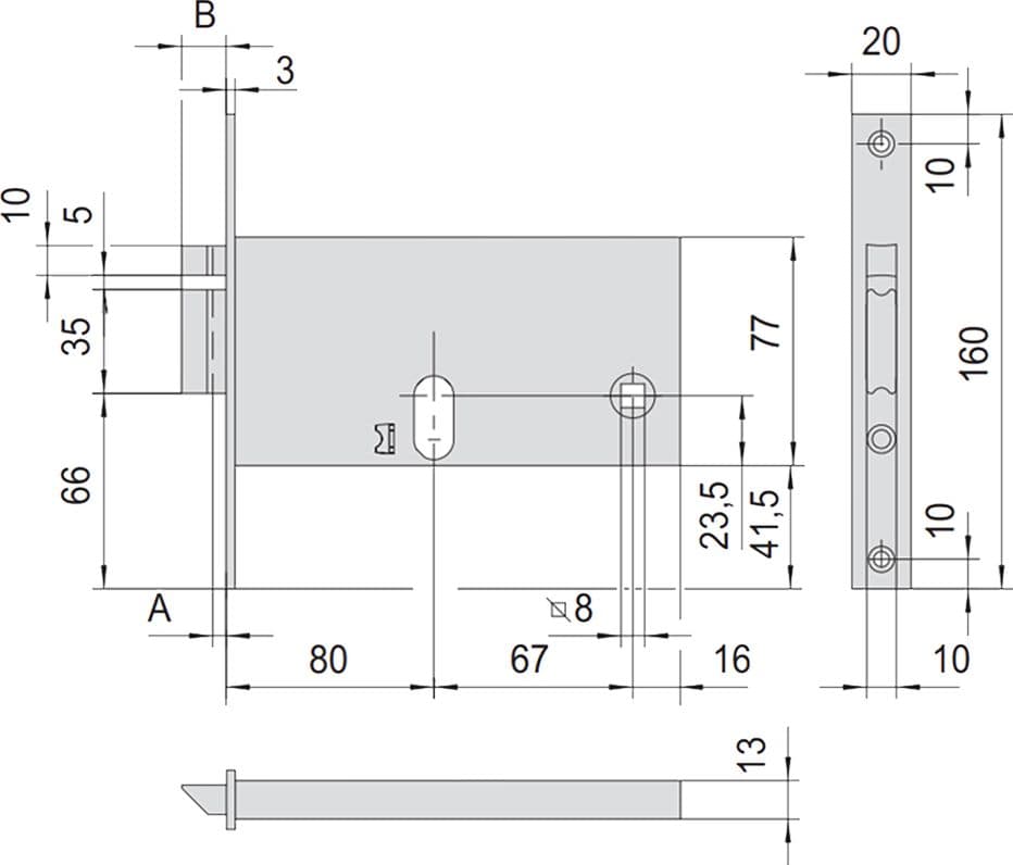 Serratura Elettrica da Infilare per Cisa Alluminio 14450 14451 20 mm 67 mm