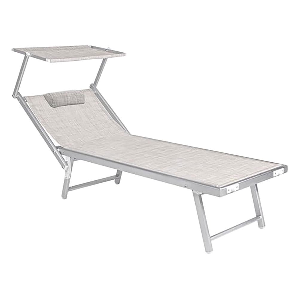Lettino Spiaggia con Parasole Doppio Lif Budelli Grigio 208 x 85 x 40,5 cm - 2