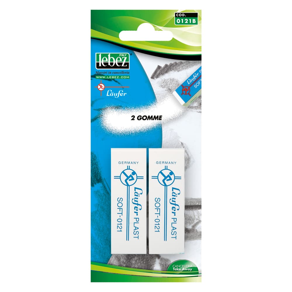 Gomma Cancellante in Plastica Lebez 12 Blister da 2 Pezzi - 2
