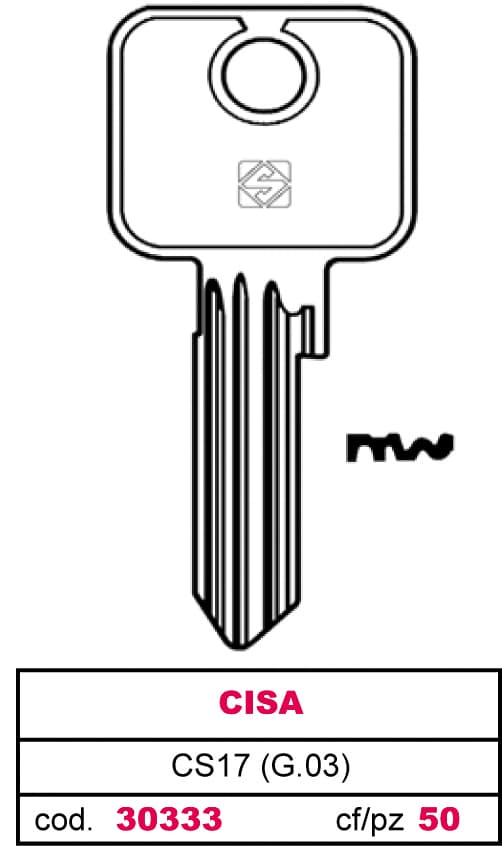 Chiave Ottone CS17 (g.vad 0) Cisa 10 Pezzi Silca - 2