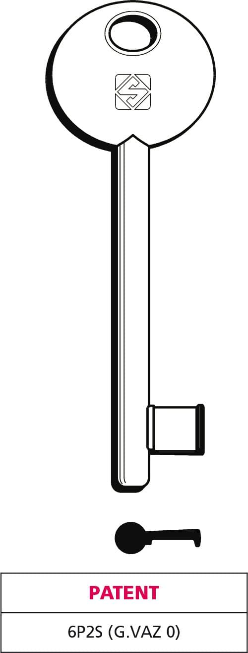 Chiave a Mappa 6P2S (g. Vaz 0) Patent Ottone Nichelato 5 Pezzi Silca - 2