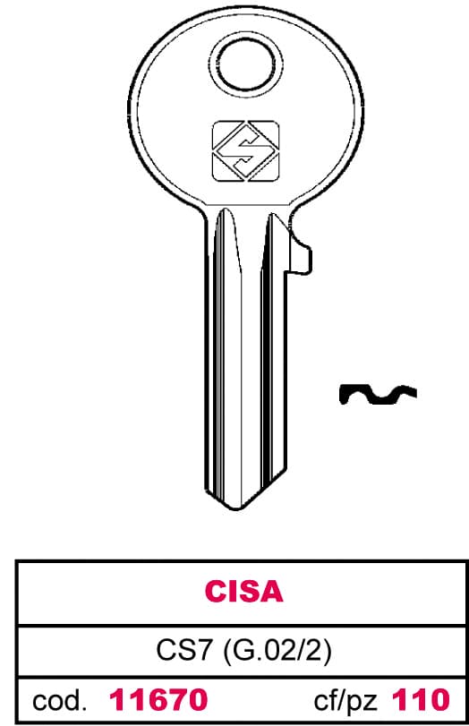 Chiave Ottone CS7 (g.vac 2) Cisa 50 Pezzi Silca - 2