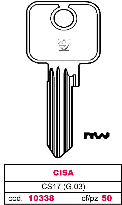 Chiave Asc CS17 (g.vad 0) Cisa 10 Pezzi Silca - 2