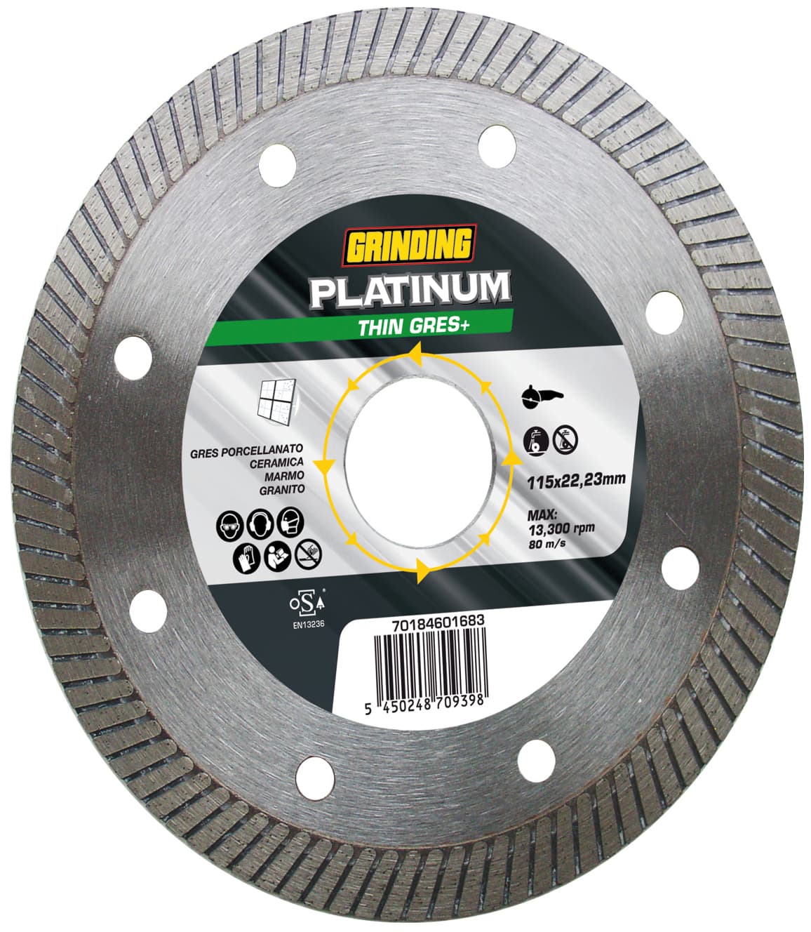 Disco Diamantato Corona Turbo Platinum Thin Gres+ Ø Mm 115 x 1 4X22 23 - 2