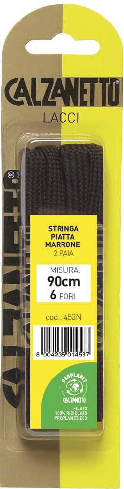 Lacci Piatti per Scarpe 2 Paia Cm 90 Colore Marrone Calzanetto - 2