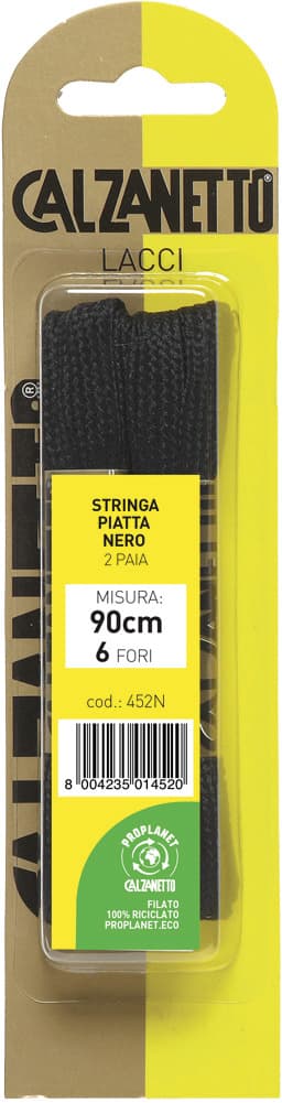Lacci Piatti per Scarpe 2 Paia Cm 90 Colore Nero Calzanetto - 2