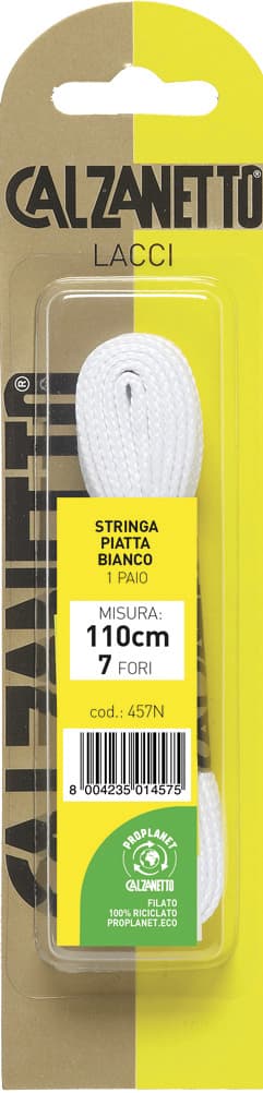 Lacci Piatti per Scarpe 2 Paia Cm 110 Colore Bianco Calzanetto - 2