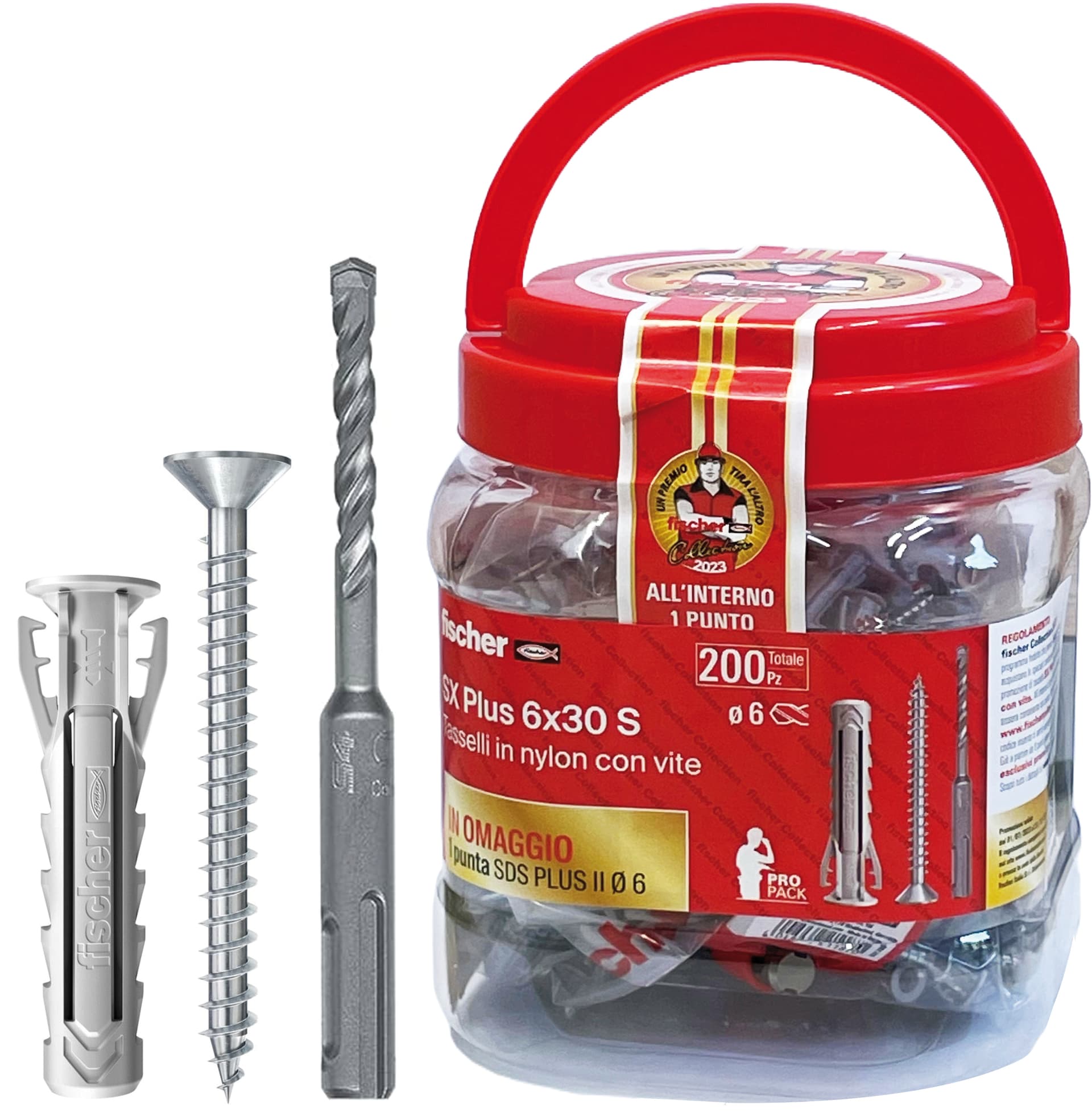 Tassello Sx Plus 6 x 30 S Box 200 Pezzi + Omaggio Punta SDS Plus Fischer - 2