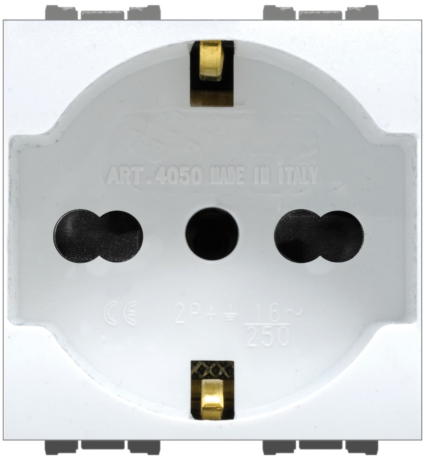 Presa di Sicurezza Unel Bipasso 2P+T 10 16A Colore Bianco 10 Pezzi Feb - 2