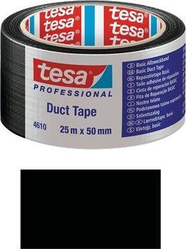 Nastro Alta Resistenza Duct Tape 4610 Tesa Nero 25 ml 50 mm 6 Pezzi