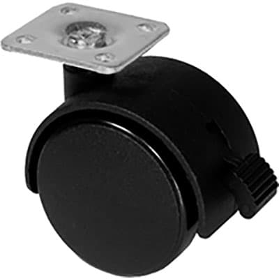 Ruota per Mobili Doppia con Fermo Nero Ø 40 mm 38 x 38 mm 30 kg 20 Pezzi - 2