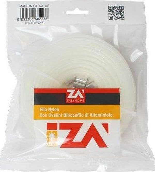 Filo Nyofil con Morsetti Self Nylon Bianco 30 m con 6 Morsetti 4 mm – Za