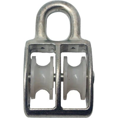 Puleggia Nylon Doppia Self Occhiolo Nichelato Ø 80 mm 5 Pezzi - 2