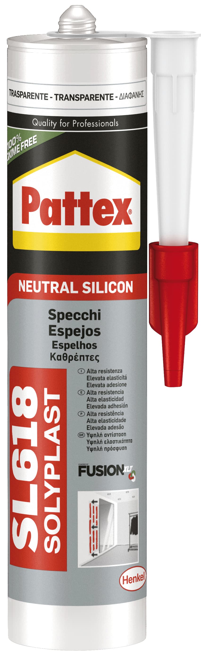 Silicone Neutro Pattex Specchi SL618 Ml. 300 Trasparente Henkel - 2